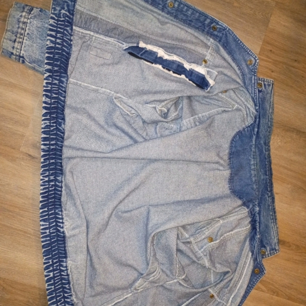 Acid Wash High Quality Denim Jacket Artisan Designed Bomber Style Men's Large - Picture 13 of 13